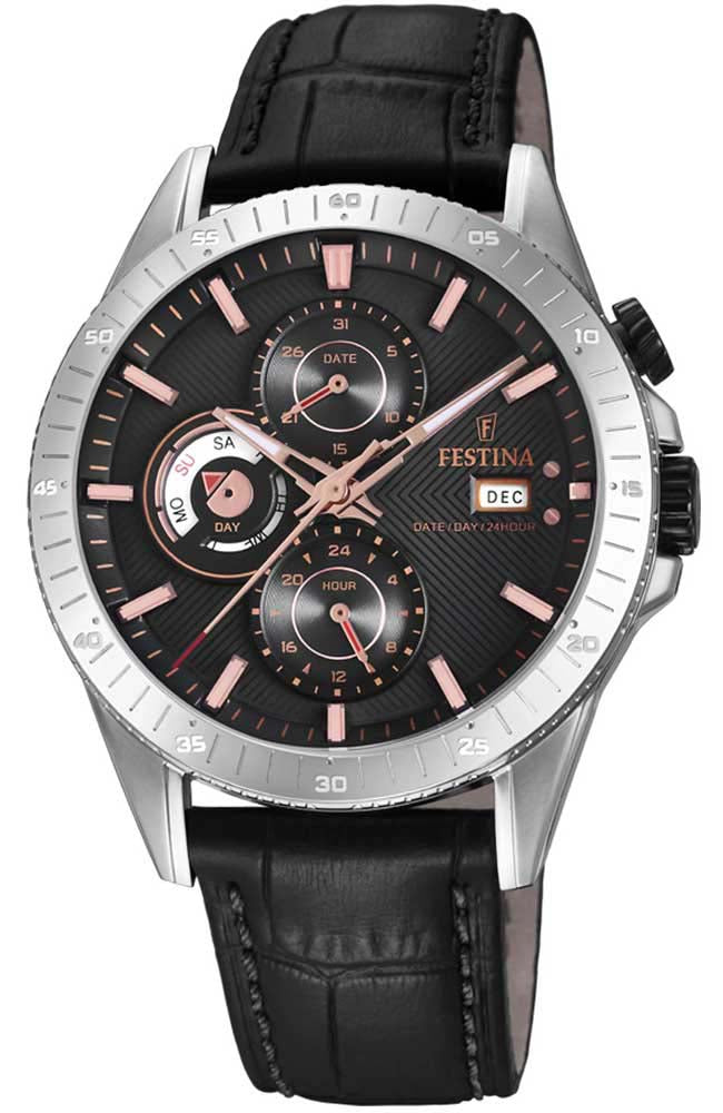 FESTINA Multifunction Black Leather Strap F16990/3