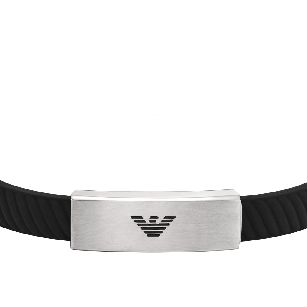 Emporio Armani Logo Essential ΑΝΔΡΙΚΟ ΒΡΑΧΙΟΛΙ ΑΠΟ ΑΝΟΞΕΙΔΩΤΟ ΑΤΣΑΛΙ ΚΑΙ ΣΙΛΙΚΟΝΗ EGS2996040