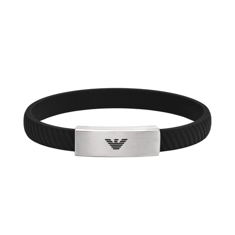 Emporio Armani Logo Essential ΑΝΔΡΙΚΟ ΒΡΑΧΙΟΛΙ ΑΠΟ ΑΝΟΞΕΙΔΩΤΟ ΑΤΣΑΛΙ ΚΑΙ ΔΕΡΜΑ EGS2995040