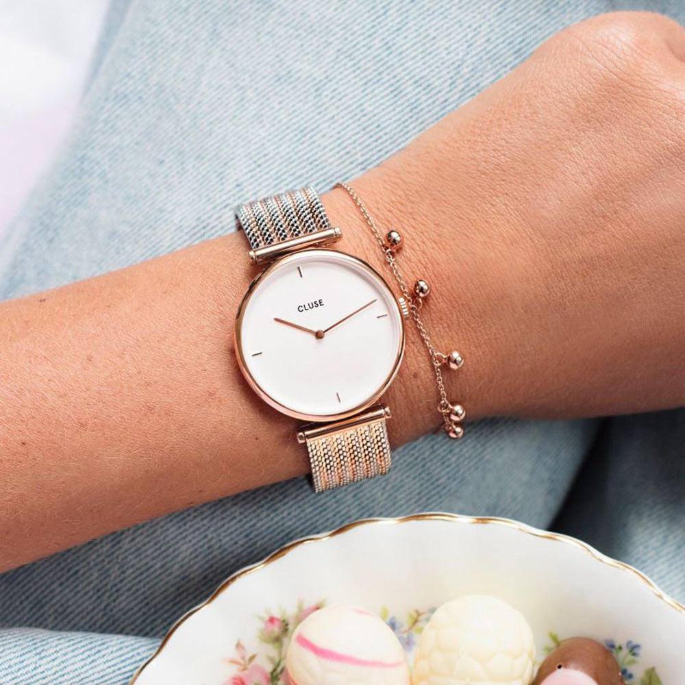 CLUSE TRIOMPHE ROSE GOLD BICOLOUR MESH CW0101208001