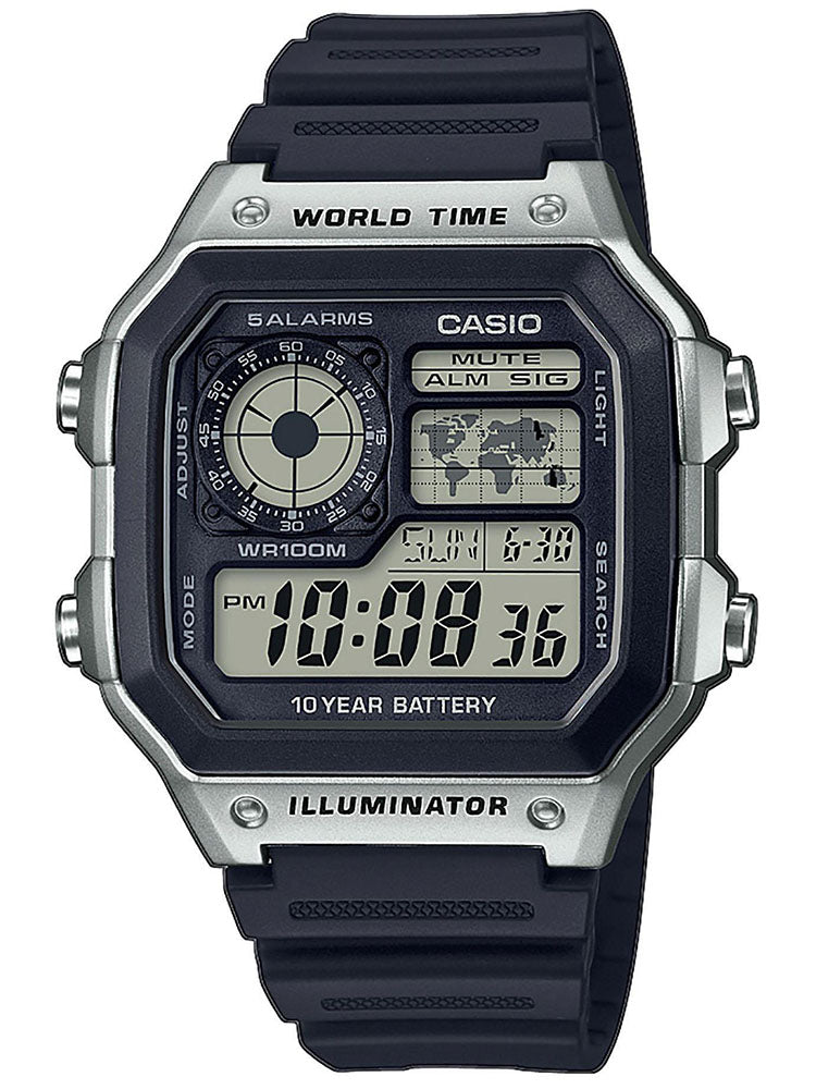 CASIO Collection Black Rubber Strap AE 1200WH 1CVEF