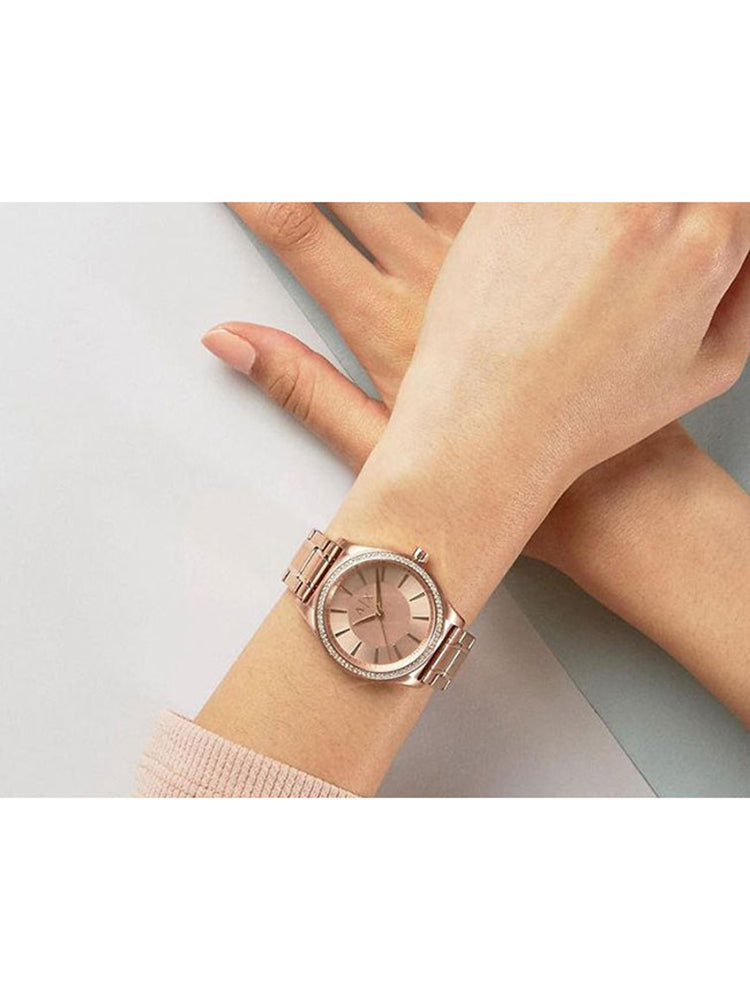 ARMANI EXCHANGE Nicolette Crystals Rose Gold Stainless Steel Bracelet AX5442