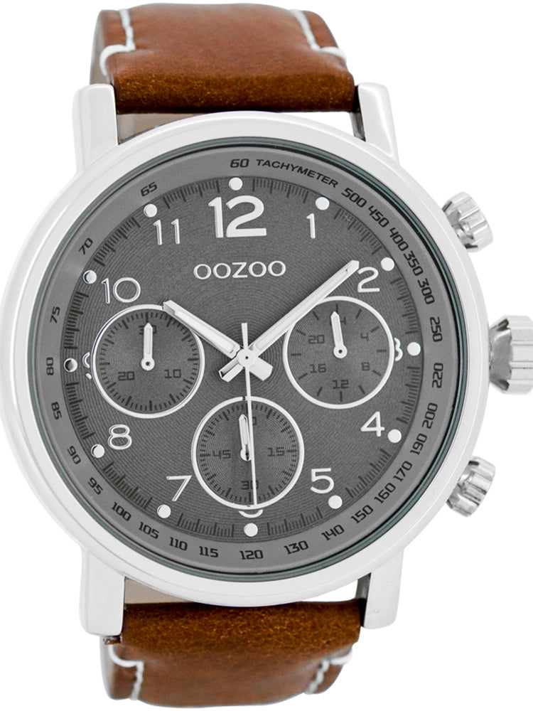 OOZOO Timepieces XXL Brown Leather Strap C7506