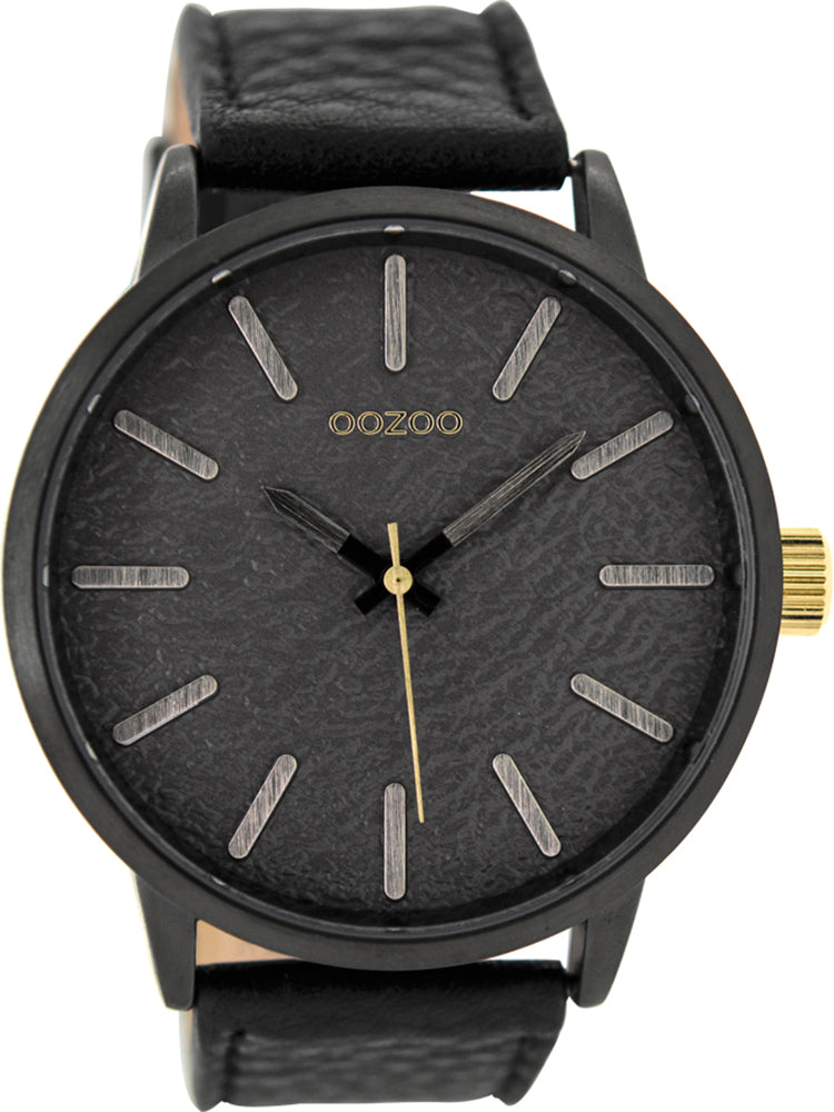 OOZOO Timepieces XXL Black Leather Strap C9028