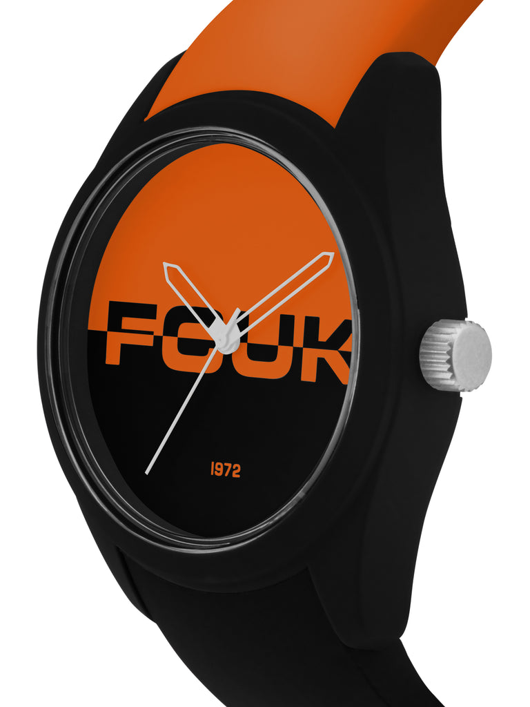 FCUK Black and Orange Rubber Strap FC153BO
