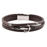US POLO STAINLESS STEEL AND LEATHER BRACELET JW9092BR