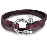 LUCA BARRA STAINLESS STEEL AND LEATHER BRACELET BA827