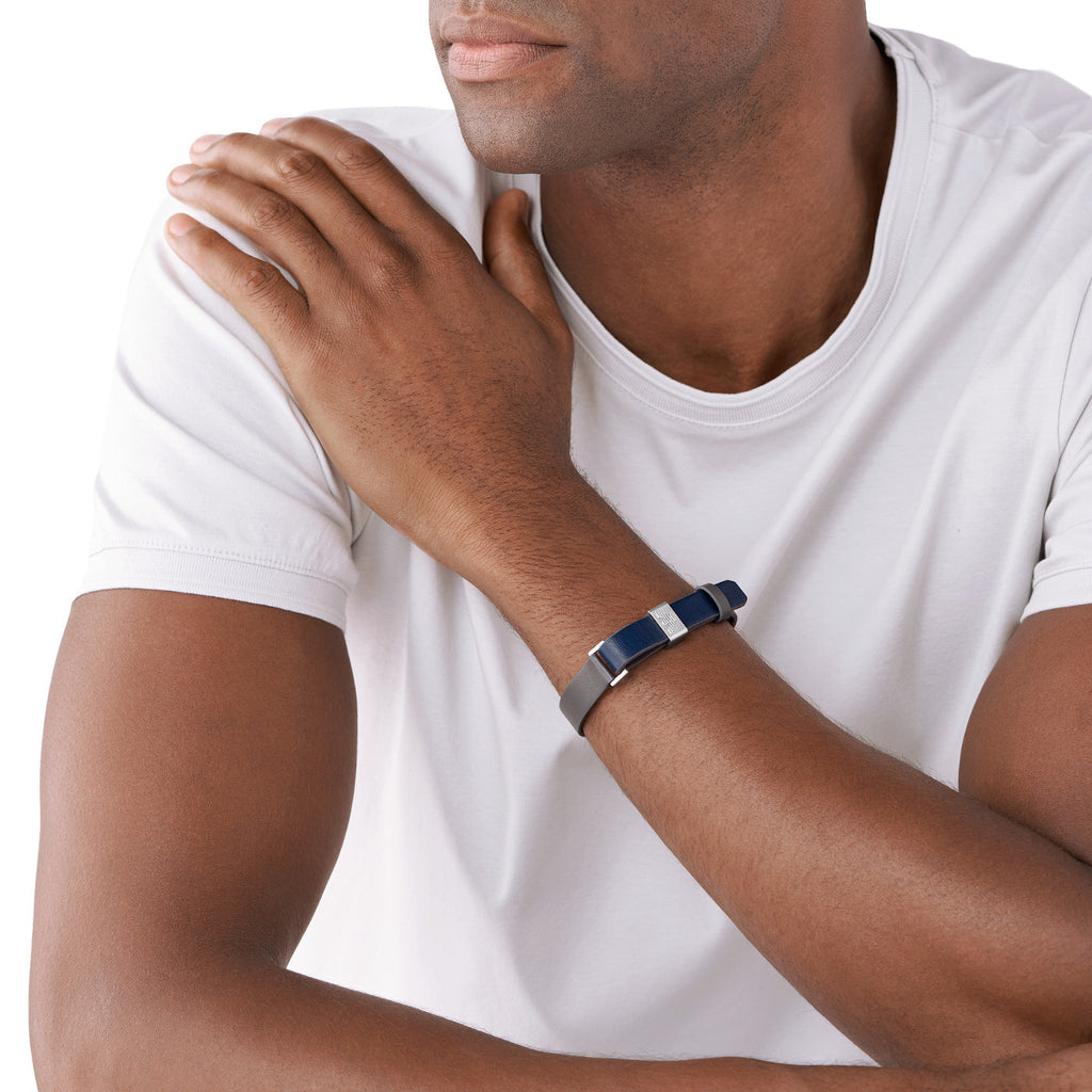Emporio Armani Key Basic ΑΝΔΡΙΚΟ ΒΡΑΧΙΟΛΙ ΑΠΟ ΔΕΡΜΑ ΚΑΙ ΑΝΟΞΕΙΔΩΤΟ ΑΤΣΑΛΙ EGS2918040