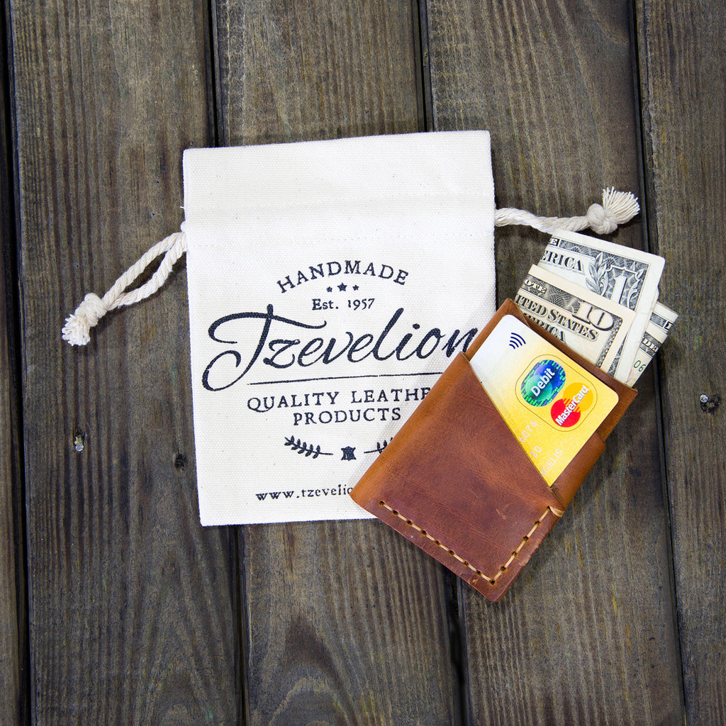 OILY BROWN LEATHER TWISTED CARD HOLDER L103