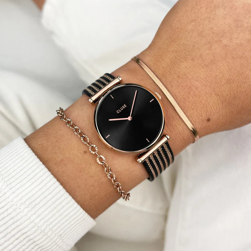CLUSE TRIOMPHE MESH BICOLOUR ROSE GOLD BLACK/BLACK CW0101208005